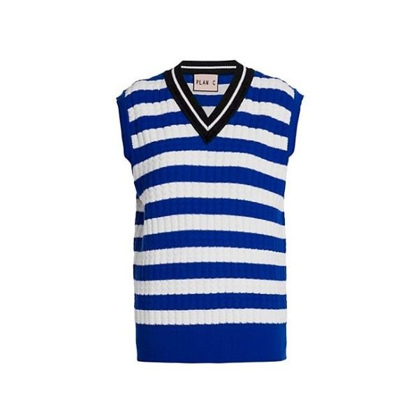 Sleeveless Stripe Wool Knit Top