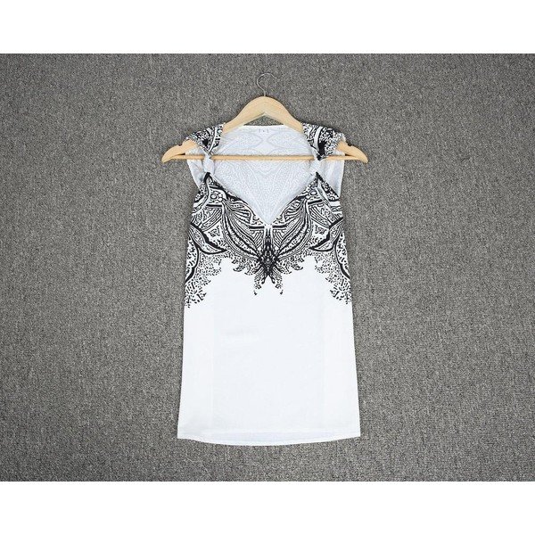 Elegant V-Neck Print Sleeveless Cami