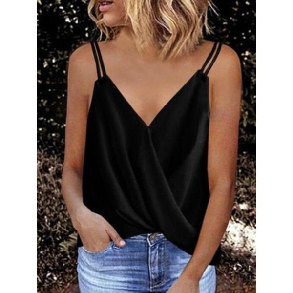 Sexy Black Plain Sleeveless Cami