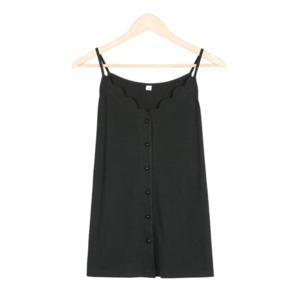 Chic Black Button Front Closure Cami