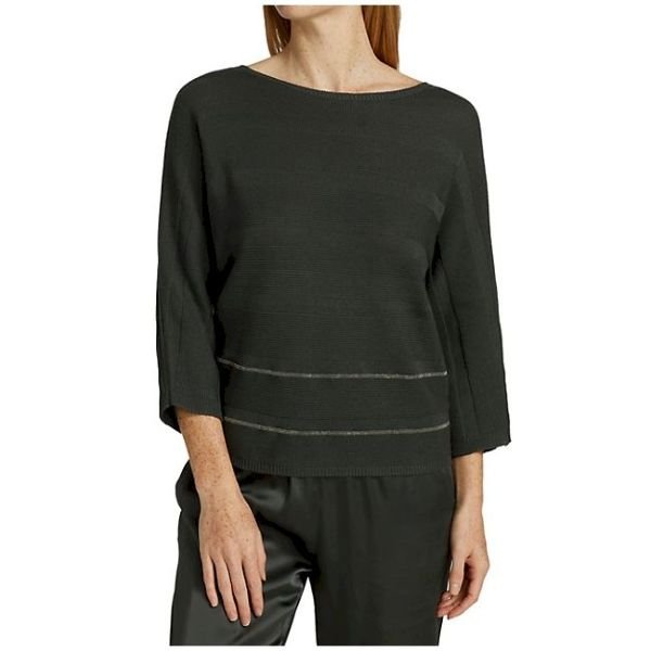 Textured Stripe Briilant Trim Knit Sweater