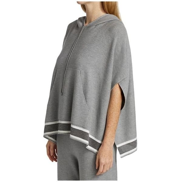 Lurex Stripe Knit Poncho Hoodie