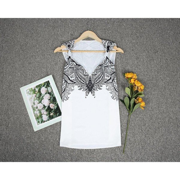 Elegant V-Neck Print Sleeveless Cami