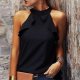 Vintage Black Plain Sleeveless Cami