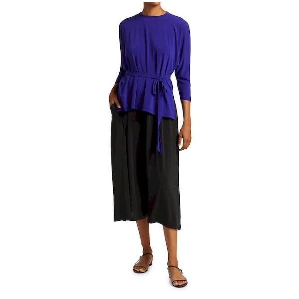 Draped Wide Leg Jersey Pants