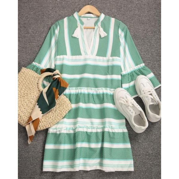 Can't Quit Green and White Mini Dress