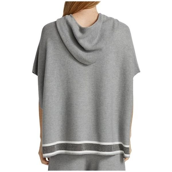 Lurex Stripe Knit Poncho Hoodie