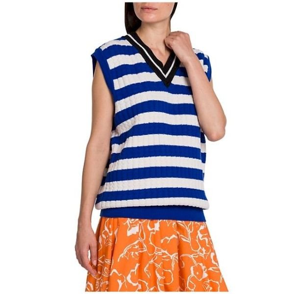 Sleeveless Stripe Wool Knit Top